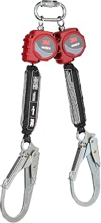 3M Protecta Twin-Leg Self-Retracting Lifeline with Carabiner 3100512, Web, Steel Rebar Hooks, 6ft.
