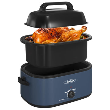 Sunvivi Electric Roaster Oven, 22 Quart Capacity, Dark Blue