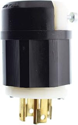 Leviton Locking Plug, 30 Amp, 120/208 Volt, Industrial Grade, 2811, Black & White