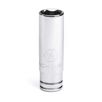 3/8" Drive Deep SAE Socket 9/16" by GEARWRENCH – 2.5 in, Alloy Steel, Full Polish Chrome, Model 80368