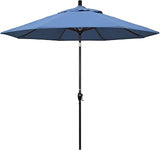 California Umbrella 9' Round Aluminum Market Umbrella, Crank Lift, Push Button Tilt