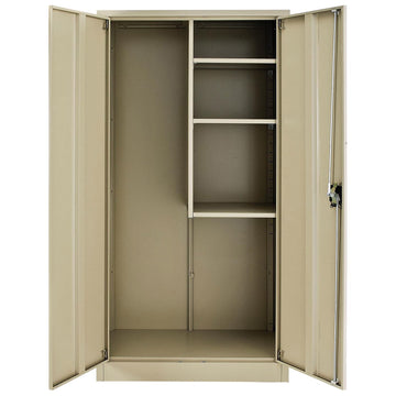 Janitorial Cabinet with Locking Recessed Handle by Global Industrial – 36 inches x 18 inches x 72 inches, Alloy Steel, Tan, Model 269902TN
