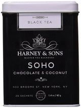 SoHo Chocolate Coconut Tea - 20 Count Sachet Tin by Harney & Sons – 20 Count (Pack of 1), Pack of 20, Model H-001-0033