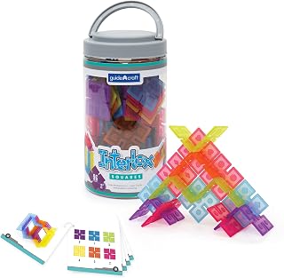 Guidecraft Interlox Squares - 96 Piece Set Interlocking Construction Toy, Creative Building - Educational STEM Construction Toy for Kids