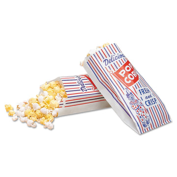 Pinch-Bottom Paper Popcorn Bag by Bagcraft Papercon – One Size, 1.0 pounds, Paper, White/Red/Blue, Pack of 1000