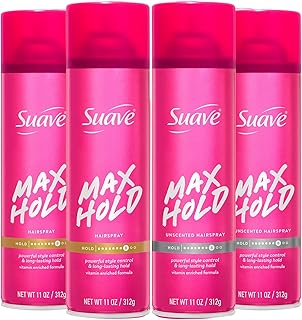 Suave Max Hold Hairspray, Scented & Unscented 4-Pack, 11 Oz Ea