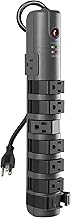 Belkin 8-Outlet Pivot-Plug Power Strip Surge Protector With 6ft Cord & Telephone Protection - Surge Protection For Up To 8 Devices - 1800 Joules Energy Rating - Gray | surge suppressor, telephone line protection, home office, desktop computer, entertainment center