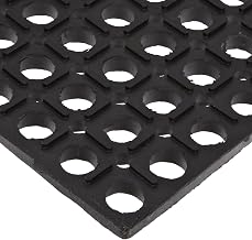 Notrax 503 General-Purpose Rubber Drain-Step Anti-Fatigue/Anti-Slip Floor Mat, for Wet Areas, 3' Width x 5' Length x 3/4" Thickness, Black