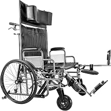 Dynarex Bariatric Reclining Wheelchair with Elevating Leg Rests - 26" Wide Seat - Manual Wheelchair with Anti Tippers, Padded Armrests, Foldable - 750 lbs Capacity - 1 Count