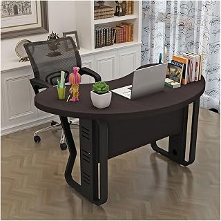 Study Desk for Kids Home Pc Table Boss Desk Office Crescent Arc Shopkeeper Single Writing Desk(Black,160x103x75cm)