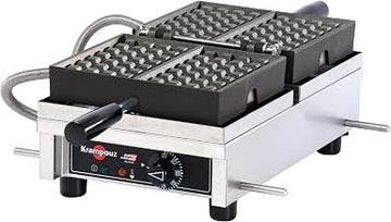 Krampouz Commercial Liège Waffle Iron, 180° Rotating, 120V | 4x7 180° rotating system, cast iron plates, adjustable thermostat 50-300°C, NSF certified