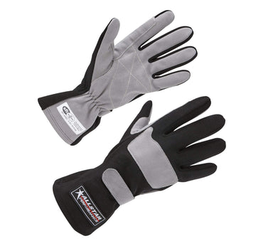 Racing Gloves SFI 3.3/1 S/L Black/Gray Medium by Allstar Performance – Medium, Suede, Black, Gray, Model ALL911012