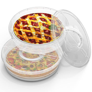 SwinDuck Pizza Storage Container, 12 Inch Round with Divider and Handles, Clear 2 Pack