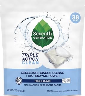 Seventh Generation Triple Action Clean Dishwasher Detergent Packs 1 pack Free & Clear For de-greasing and cleaning even the toughest food messes Fights 48-hr stuck-on food 21.3 oz