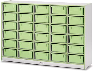 Jonti-Craft Rainbow Accents 4031JCWW130 30 Tub Mobile Storage - with Tubs - Key Lime Green