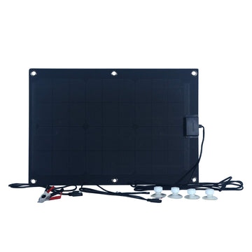 60 Watt 12 Volt Semi Flex Solar Panel by Nature Power – Monocrystalline Silicon, Black, Model 56760