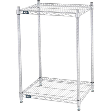 ESD, 2 Tier, Wire Shelving Starter Unit, 24"W x 14"D x 34"H by Nexel – Steel, Chrome, Model 14243ESD2