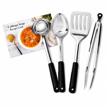 Good Grips Stainless Steel Kitchen Utensil Set - Ladle by OXO – 4-piece Set, Stainless Steel, Silver, Model OXUTENSIL1