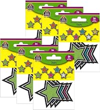 Teacher Created Resources Chalkboard Brights Stars Mini Accents, 36 Per Pack, 6 Packs
