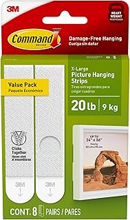 Command X-Large (20 lb) Picture Hanging Strips, 8 Pairs (16 Strips)