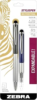Zebra Pen Expandable StylusPen Ballpoint Pen, Black Ink, 1.0mm, 2-Pack