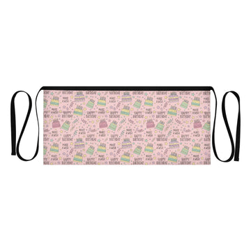 Birthday Pattern Pink 3-Pocket Server Apron Professional Waist Apron for Waitress by SDMKA – 25.2" x 11.8", Polyester, I310, Model g513182367p1023c1088s2479