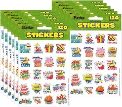 Eureka Birthday Theme Stickers, 120/Pack, 12 Packs (EU-655062-12)