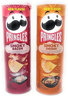 Pringles Potato Chips Flavor Pairing Variety Set 5.5oz - 2 cans (Smoky Bacon & Smoky Cheddar)