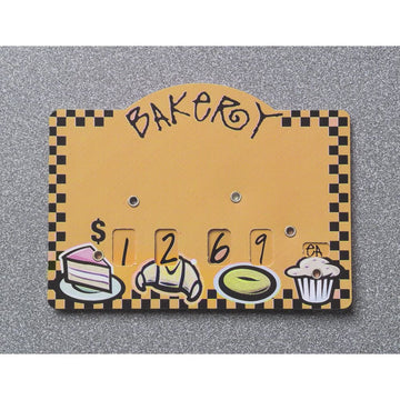 Dial Tag with Bakery Graphic Plastic - 3"H x 4"L by HUBERT – 3*4 inches, Plastic, Tan, Model B2460006