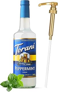 Syrup Pump Dispenser with Torani Sugar Free Peppermint Syrup for Coffee, 25.4 oz Bundle - Syrup Pump Dispenser Compatible With Torani Flavor Coffee Syrup