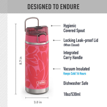 ICON 18 oz Leak‑Proof Insulated Water Bottle with Spout by THERMOS – 18 Ounces, 18.0 fluid_ounces, Stainless Steel, Abstract Pearls, Model IS2505AP4