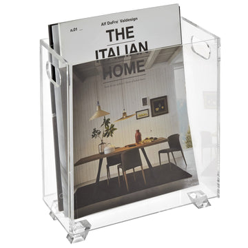 Acrylic Magazine Holder - Crystal Clear Holder - Shatterproof - Open Top - Space Saver - For Magazines by Stock Your Home – 1.0 liters, Model 2515