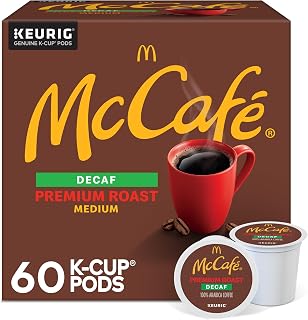 McCafe Premium Roast Decaf Coffee, Single Serve Keurig K-Cup Pods, Decaffeinated, 60 Count, (6 Packs of 10)