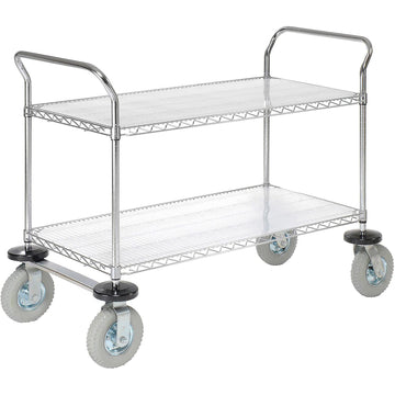 Chrome Wire Shelf Instrument Cart by Nexel – 49"L x 24"W x 44"H, 12-Gauge Steel, Chrome, Model 188782