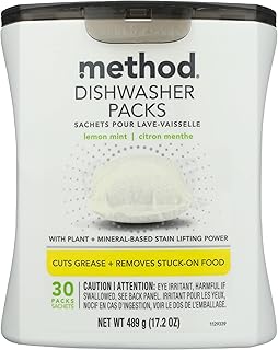 Method Dishwasher Detergent Packs, Lemon Mint, 30 count