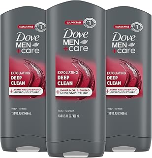 Dove Men+Care Body + Face Wash 3-Pack – Exfoliating Deep Clean with 24HR Nourishing MicroMoisture, Citrus & Cedarwood Scent, 13.5 Oz Ea