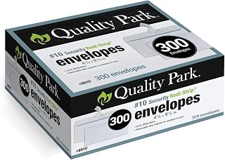 Quality Park Envelopes Letter Size #10 - Security Tinted Envelopes Self Seal 4/18 x 9.5"" - Windowless Design - Mailing Envelopes for Official Business & Legal Letters - 300 Pack