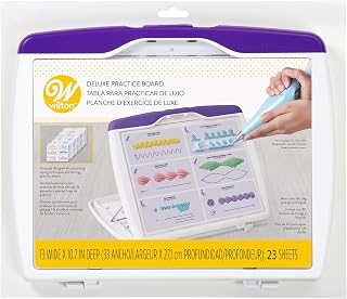 Wilton Deluxe Practice Board Set - Practice Piping Stars, Flowers, Petals, Leaves, Dots, Ruffles and More for Treat Decorating, 23 Practice Sheets, 13 x 10.7-Inch