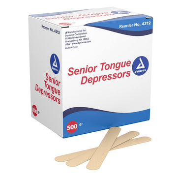 Tongue Depressors Wood by Dynarex – 1 Count (Pack of 500), wood, Wood Brown, Pack of 500, Model 4312