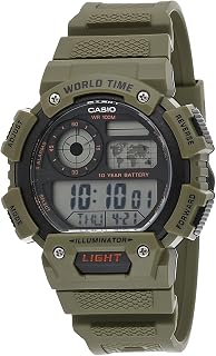 Casio men classic quartz resin strap green 26.88 casual watch model AE1400WH-3AV