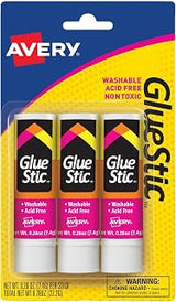 Avery Glue Stick, White, 0.26 oz., Washable, 3 Permanent Glue Sticks (00164)
