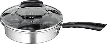 Winco Non-Stick Egg Poacher Set 8' Diameter X 3-1/3' H Includes Tempered Glass Lid Sauce Pan, Tray