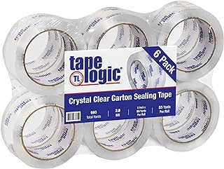 Tape Logic 2" x 55 yds Acrylic Packing Tape 2.6 Mil, Clear (6-Pack) Heavy Duty Packing Tape Rolls for Sealing Boxes at Home, Warehouse, & Office, Supplies for Packaging, Shipping, Moving