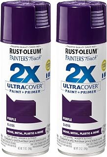 Rust-Oleum Painter's Touch 2X Ultra Cover Spray Paint, Gloss Purple | Indoor and Outdoor Surfaces (Metal, Wood, Plastic), Fast Dry, Durable, Sprays from Any Angle, Comfort Tip, Oil Based