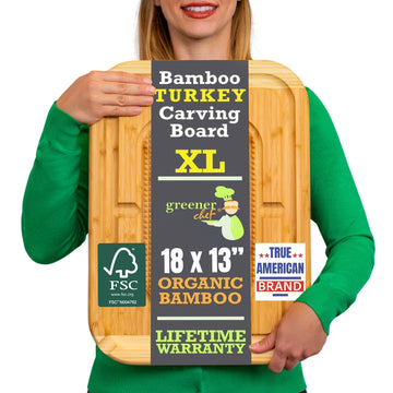 Greener Chef Carving Board, 18 x 13 Inch Bamboo, Two-Tone
