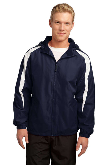 Unisex Fleece-Lined Colorblock Jacket by SPORT-TEK – Polyester, True Navy/ White, Model 647572