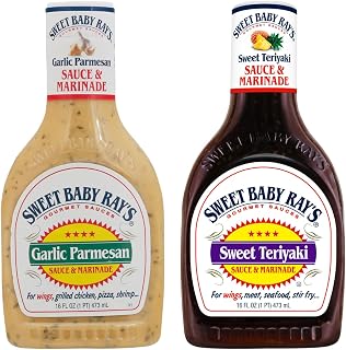 Sweet Baby Ray's Sauce and Marinade Duo for Grilling, Cooking and Dipping, Garlic Parmesan and Sweet Teriyaki, 16 Fluid Ounce (Variety Pack)