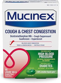 Mucinex Cough & Chest Congestion High Blood Pressure Liquid Gels, 16 ct.