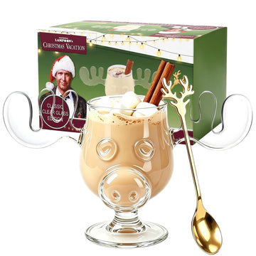 Asaint Moose Glass Mug, 8 Ounces, Short Legs