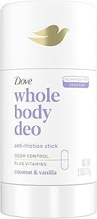 Dove Whole Body Deo Aluminum Free Anti-Friction Deodorant Stick Coconut + Vanilla for All Day Odor Control 2.6 oz